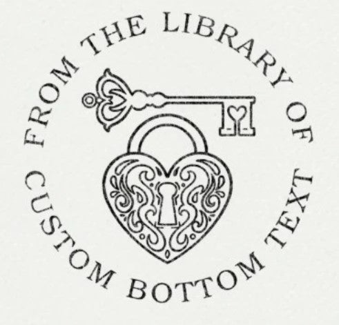 Custom Book Embosser | Personalized Seal Stamp – ChicCraft featuring a heart-shaped lock and ornate key design with customizable text.