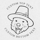 Fall Book Embosser Stamp design illustrating a beer wearing a hat with custom text options.