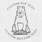Fall Book Embosser Stamp Custom illustrating a bear with personalized text options on top and bottom