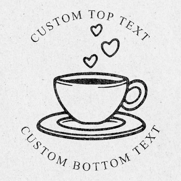 Fall Book Embosser Stamp design featuring a decorative cup with custom text options.