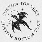 Black dragon design with customizable text on a light gray background