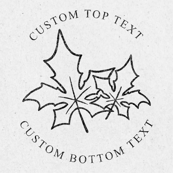 Fall Book Embosser Stamp design featuring a decorative leaves with custom text options.
