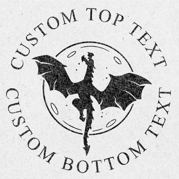 Circular design with bat and witch silhouette and customizable text