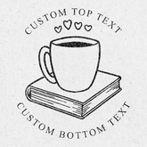Fall Book Embosser Stamp design illustrating a cup with custom text options.
