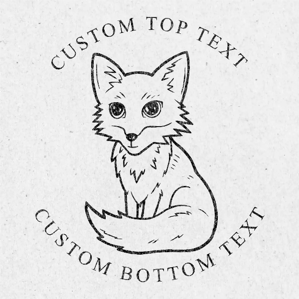 Fables of Fox Ex Libris design featuring a stylized fox illustration for personalized bookplate or library embosser.