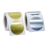 Set of gold and silver embosser seal stickers – perfect for books, branding, or events