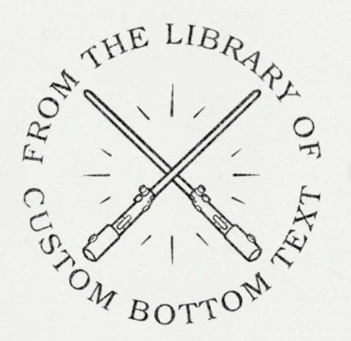 Custom Book Embosser | Personalized Seal Stamp – ChicCraft featuring crossed lightsabers design with 'From the Library Of' and customizable text.