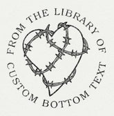 Custom book embosser by ChicCraft featuring a barbed wire heart design with &