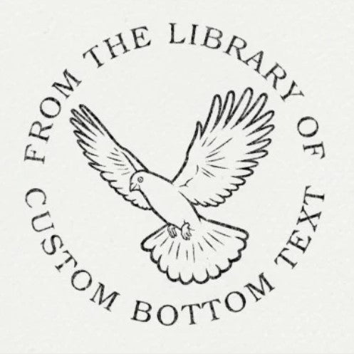 Custom Book Embosser | Personalized Seal Stamp – ChicCraft featuring a flying dove design with 'From the Library Of' and customizable text. Ideal for book lovers and personal libraries.