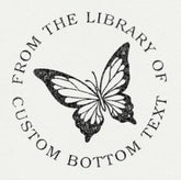 Custom book embosser stamp by ChicCraft featuring a detailed butterfly design with &