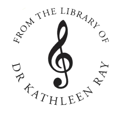 Decorative bookplate with a treble clef and text &