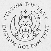 Moonlit ex libris design featuring a cozy cat enjoying coffee