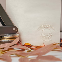 Set including travel case and gold foil stickers with Fall Book Embosser Stamp