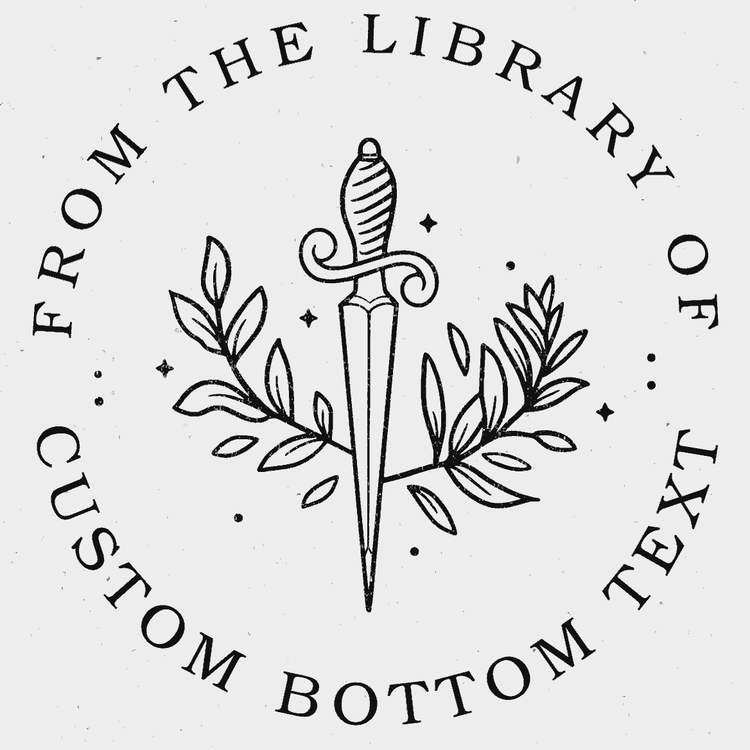 Embosser Clip with dagger and laurel design for ChicCraft seals. Customizable text ideal for bookplates, certificates, and personalized embossing.