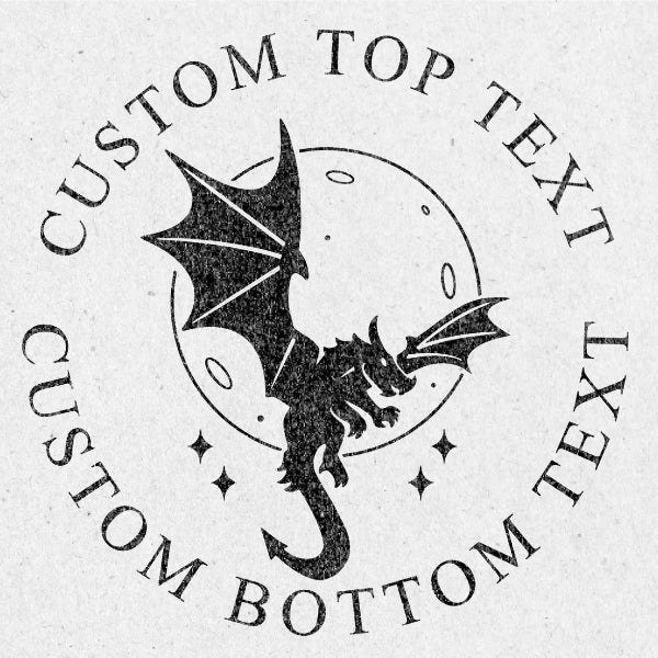 Dragon design with customizable text on a light gray background